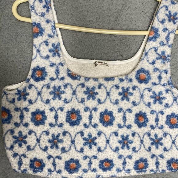 Free People intimately cropped floral fluffy tank lightweight soft blue M - Picture 5 of 8
